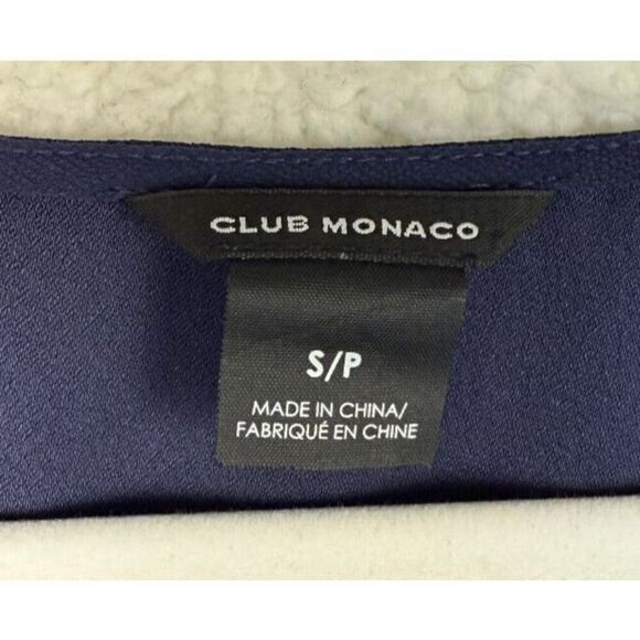 Club Monaco Navy Blouse V-Neck Bow Tie Shoulder Cold Shoulder Size Small - Picture 5 of 9